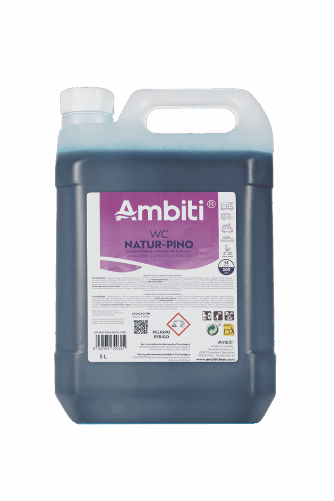 Líquido con olor a pino para depósito de aguas negras Ambiti WC Natur Pino Garrafa